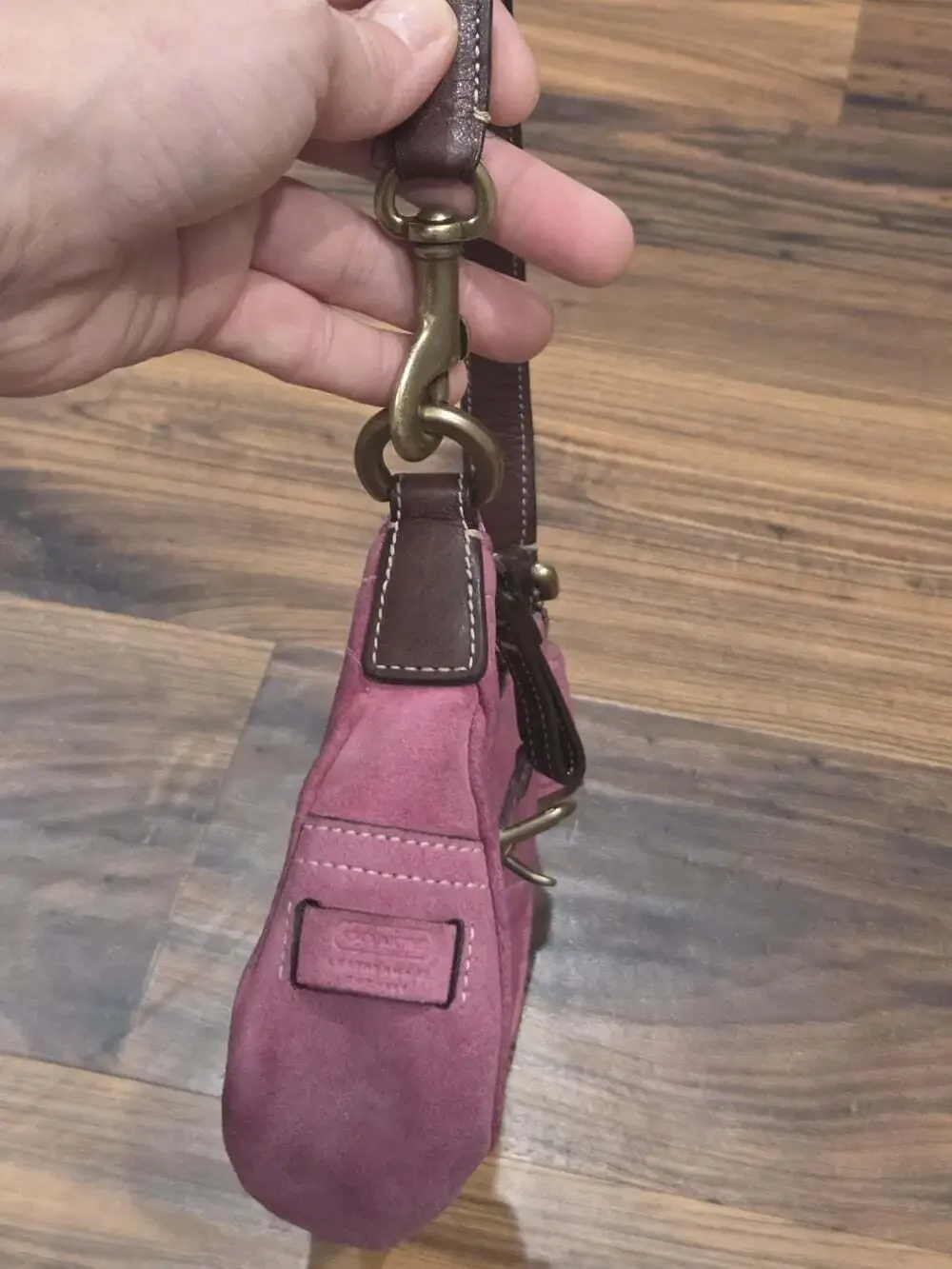 Vtg Y2K Coach Soho Suede Buckle Mini Flap Shoulder Bag Pink Magenta 90s Handbag